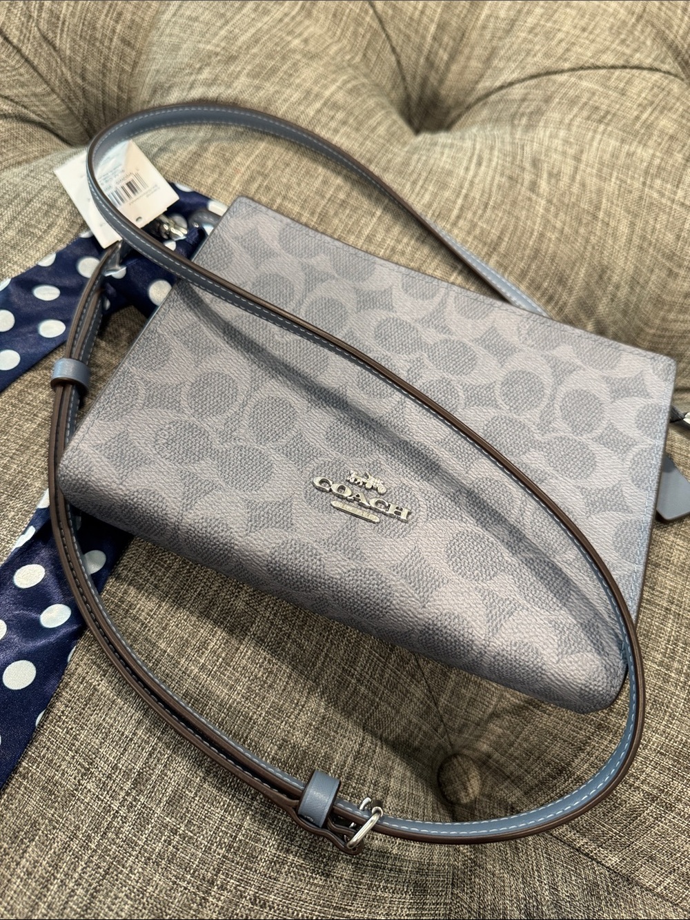 Coach Bag Blue Slim Crossbody in Signature Chambray NWT - Picture 16 of 17